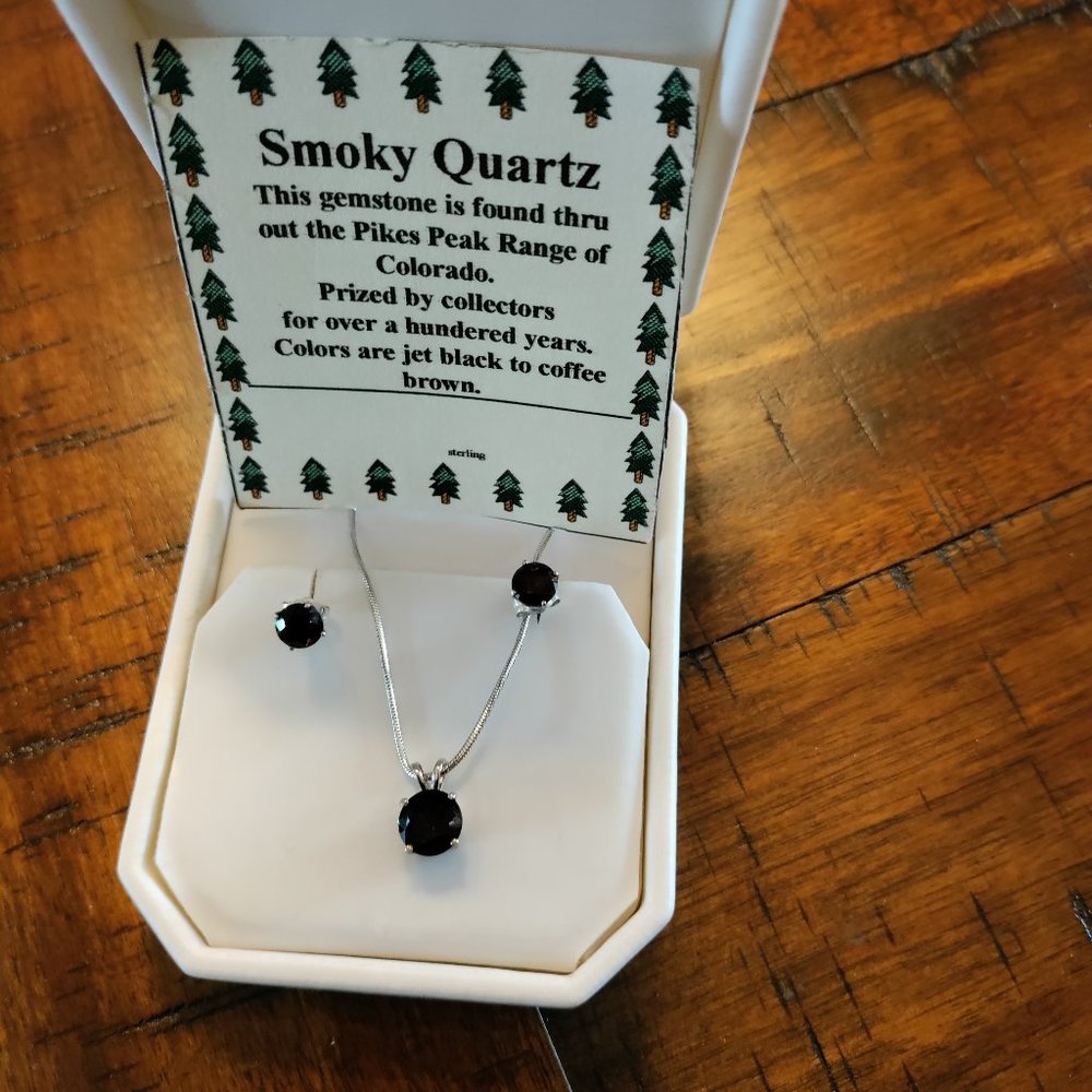Smoky Quartz Necklace and Earrings